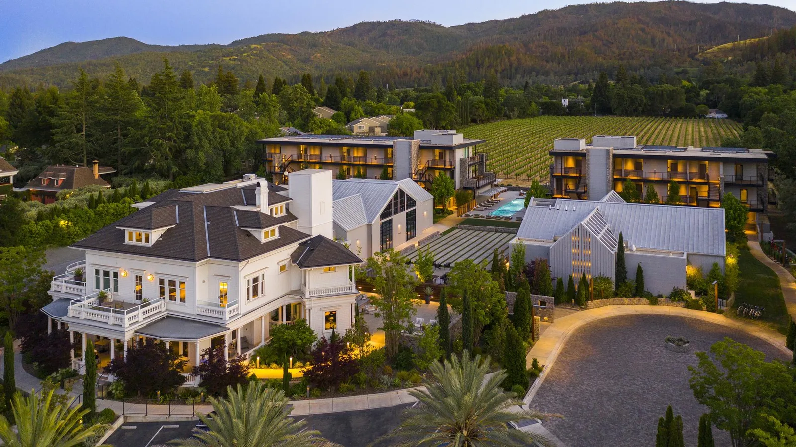 A luxury estate at golden hour