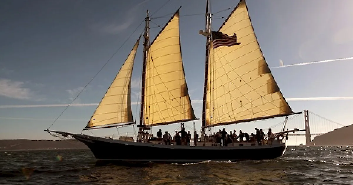 A sailing yacht underway on open water